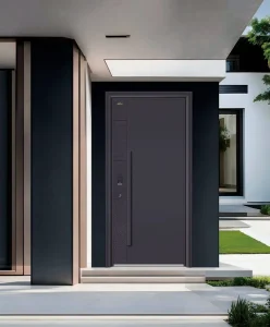 Aluminum Security Door Modern Contemporary Interlocking Swirl Pattern Single Security Entry Door Custom Size