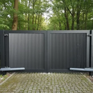 Aluminum Slat Automatic Swing Gate with Metal Frame for Villa Courtyard Entrance