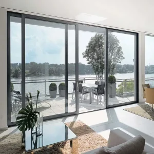 Aluminum Sliding Door with 5+14+5mm Tempered Glass and Key Lock System