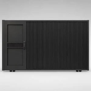 Aluminum Sliding Gate with Built-In Access Door and Vertical Strip Design
