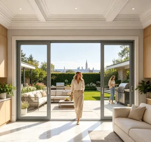 Aluminum Slim Sliding Door Double Glazed Low E Glass Thermal Insulation Soundproof Interior Villa Exterior Bedroom Doors Window