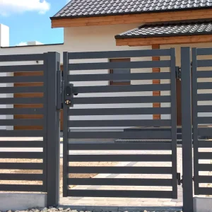 Aluminum Steel Double Swing Wrought Iron Driveway Gate and Fence, Small