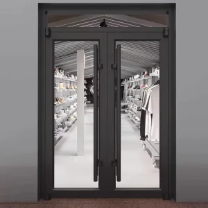 Aluminum Tempered-Glass Double Door with Floor Spring