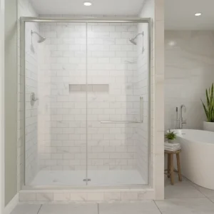 Aluminum Tempered Glass Shower Door 8mm with Frame, Sliding, for Hotel Villa Apartment
