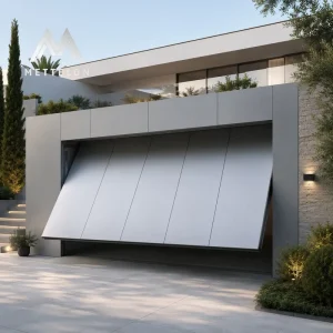 Aluminum Tilt-Up Garage Door Smooth White Automatic Residential Villa Driveway Entrance
