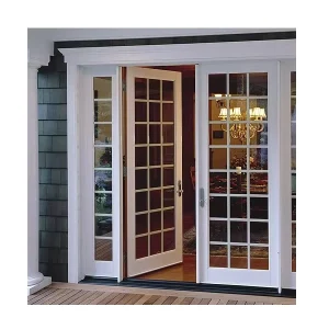 American-Design White Interior Wood French Glass Swing Door for Balcony