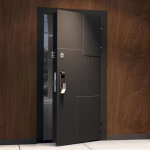 American Modern Aluminum Security Entry Door, Black, for House or Villa