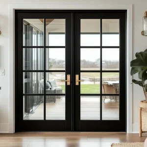 American Standard Aluminum French Door for Patio, Entrance, Balcony, Apartment, and Bedroom with Swing Grill Design