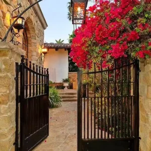 American Style Modern Wrought Iron Courtyard Gate for Private Villa Entrance