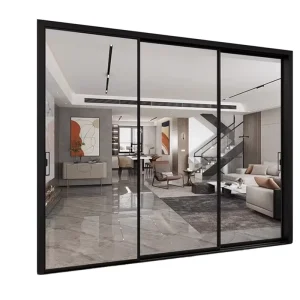 American Style Slim Frame Trackless Sliding Door with Thermal Insulation Double Glass Aluminum Interior/Exterior Hotel Door