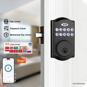 American Type Password Deadbolt Waterproof Tuya App Smart Digital Push-Button Door Lock with Key