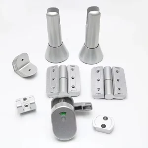 Anti-Corrosion Bathroom Partition Accessories Space Aluminum Sand Silver Support Foot Hinge Door Lock