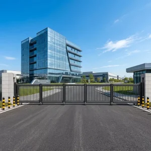 Anti-Impact Trackless Aluminum Alloy Telescopic Sliding Automatic Gate for Community Security
