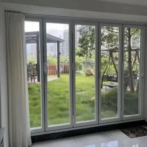Anti-Pinch Thermal Insulation Sealed Aluminum Folding Door with Soundproofing for Hotel Office House Patio