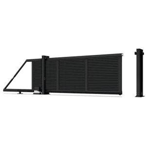 Anti-Rodent Outdoor Iron and Aluminum Black Sliding Gate for House