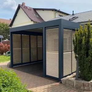 Anti-Rust Powder-Coated Aluminum Pergola with Electric Rotatable Roof for Outdoor Courtyard, Residential, 6 Feet
