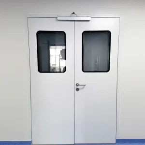 Anti-Static Smooth-Surface Cleanroom Door Double-Leaf Aluminum-Frame Steel Doors With View Window