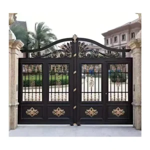 Anti-Theft Aluminum Art Courtyard Main Gate for Villa
