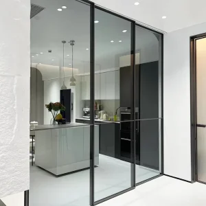 Anti-Theft Triple-Linkage Aluminum Alloy Glass Sliding Door with Narrow-Edge Design