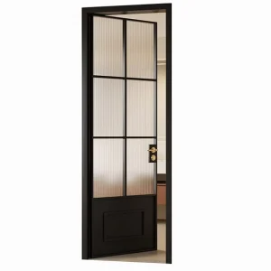 Antique French Aluminum Frame Glass Door, Single or Double Swing, for Interior Rooms