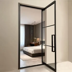 Apartment Building Project Glass Swing Door Aluminum Casement Door Interior Office Partition Wall Room Pivot Hinge Glass Door