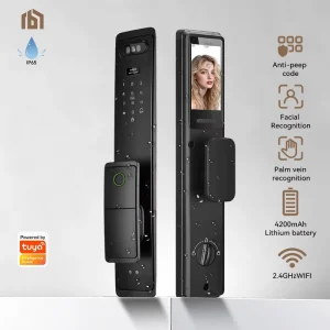 Apartment Smart Door Lock with Facial Recognition, Video Intercom and Aluminum Alloy Construction for Steel Door