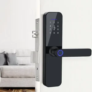 App WiFi Digital Fingerprint Smart Wooden Door Lock for Home Works with Alexa and Google Home