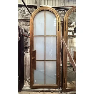 Arched Glass Steel Doors with Tempered Frosted Glass for Apartment Front Entry Interior Exterior Use