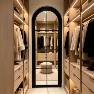Arched Interior Swing Door with Steel Frame and Customized Glass