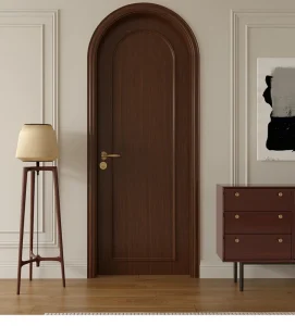 Arched Solid Wood Interior Door French Paint Free Swing Door Custom for Bedroom Villa