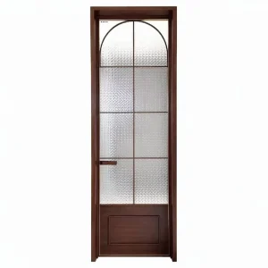 Arched Wooden Frame Frosted Glass Privacy Door with Recessed Panel Shaker Style Interior Door for Villa