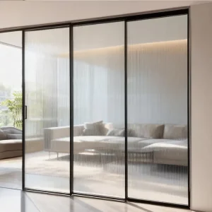 Australian Hotel Project Glass Sliding Door 8mm Fluted Frosted Glass Door Hardware Kitchen Living Room Soft Closing Glass Doors