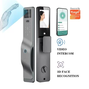 Automatic 3D Face Recognition Biometric Fingerprint Password WiFi Cloud Digital Smart Door Lock Camera Glass Door