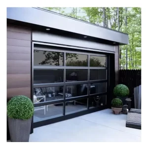Automatic Aluminum 3C Tempered Glass Sectional Residential Garage Door Smart WiFi Control Modern Full View Glass Door
