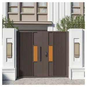 Automatic Aluminum Alloy Swing Courtyard Gate for Outdoor Garden Villa or Rural House