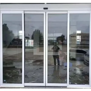 Automatic Aluminum Profile Glass Sliding System Door with Microwave Motion Sensor and Infrared Beam