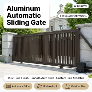 Automatic Aluminum Vertical-Slat Sliding Driveway Gate with Motor and Remote Control for Villa