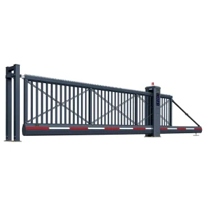 Automatic Commercial Cantilever Sliding Gate, Outdoor Security Metal Gate for Industrial Entrances and Driveways