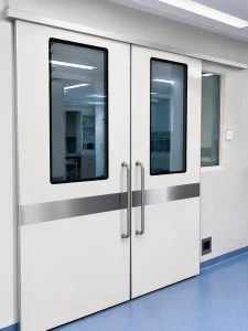 Automatic Double-Sliding Hermetic Airtight Medical Door, Galvanized Steel, for Hospital Operating Rooms and Exterior Use