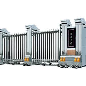 Automatic Electric Collapsible Retractable Sliding Gate, Stainless Steel and Aluminum Alloy, for Office Buildings