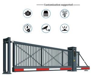 Automatic Electric Retractable Aluminum Alloy Driveway Security Gate for Industrial Buildings and Villas