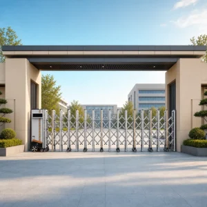 Automatic Electric Telescopic Aluminum Alloy Security Gate for Government, School, or Factory