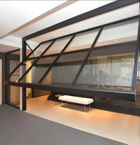 Automatic Electric Tilt-Up Garage Door with Tempered Glass, Trackless Awning