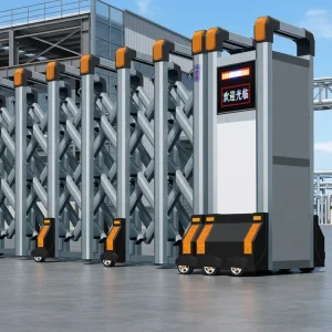 Automatic Folding Retractable Security Gate Fabricated Steel Aluminum Structure Wireless Anti-Collision Design