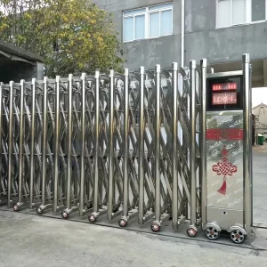 Automatic Folding Stainless Steel Retractable Security Gate for Hotel and Industrial Use