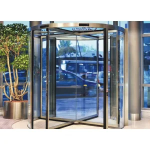 Automatic Full Glass Revolving Door 10mm Tempered Glass CE Certified Aluminum Alloy Frame Modern Design Waterproof Finish