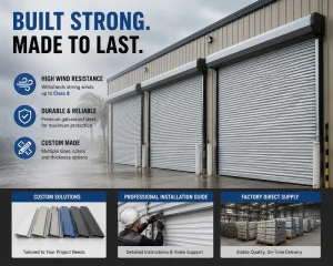 Automatic Galvanized Steel Roller Shutter Door, Heavy-Duty Security, Garage and Warehouse