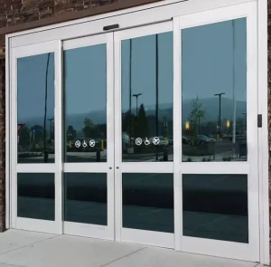 Automatic Glass Sliding Door with Motion Sensors, Electric Side Opening, Touchless Entry for Hospitals and Hotels