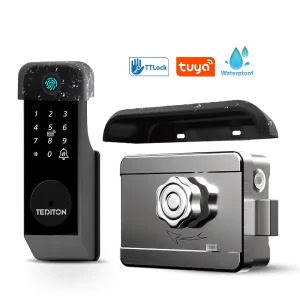 Automatic Keyless Stainless Steel Smart Rim Lock for Outdoor Iron Gates and Security Doors