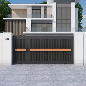 Automatic Opening Aluminum Gates for Courtyard Villa Garden Entrance with Security Fence Metal Frame and Trellis Design